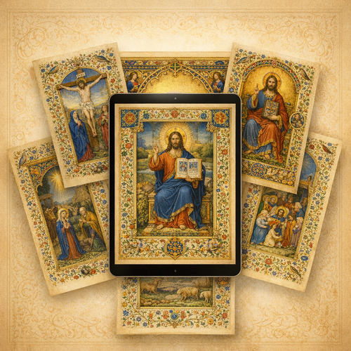 24 Christian Aesthetic Wallpapers – Sacred Illuminated Collection (9:16)