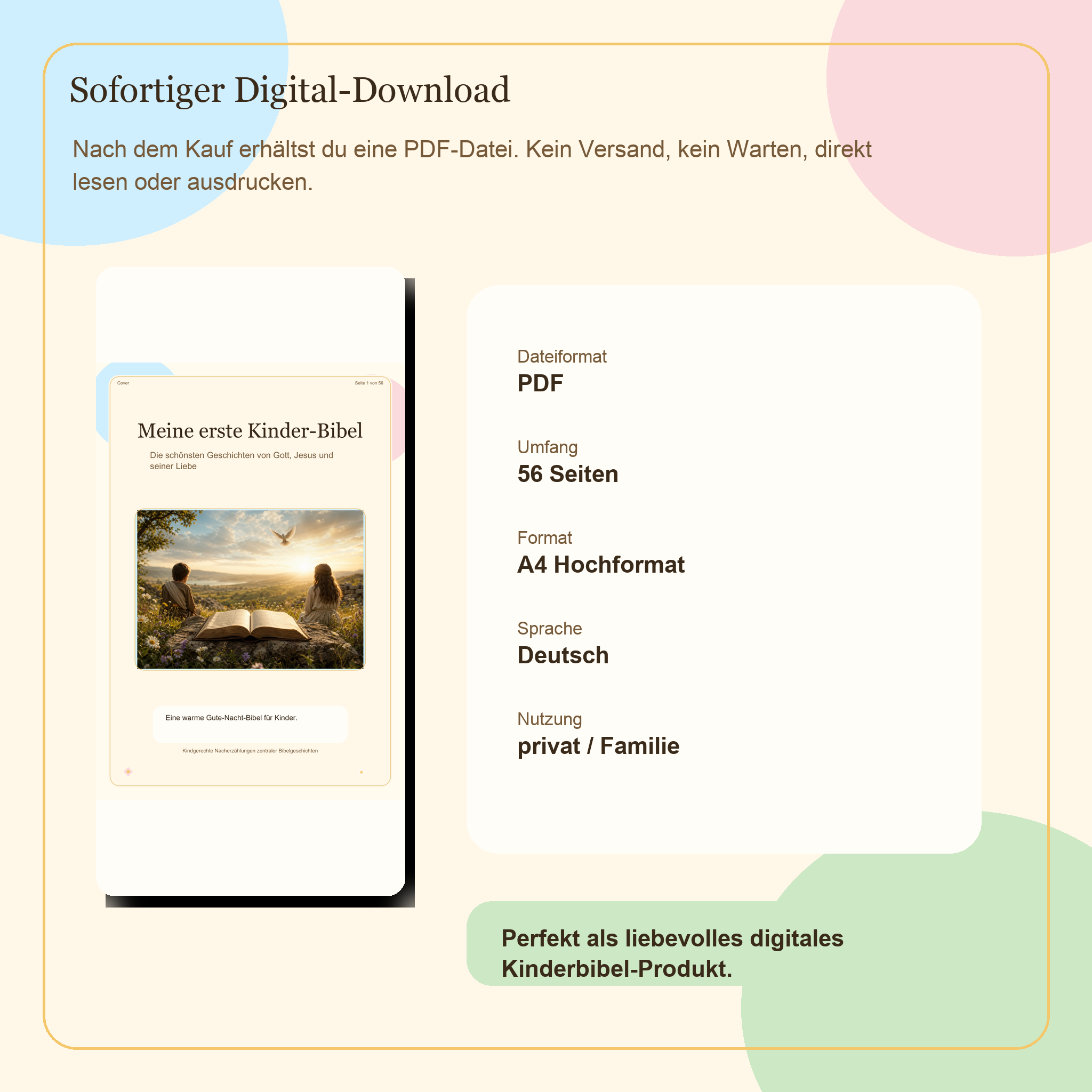 Meine erste Kinder-Bibel | 56-seitiges PDF für Kinder