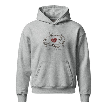 Held by His Love Relaxed Hoodie in Heather Grey, front view