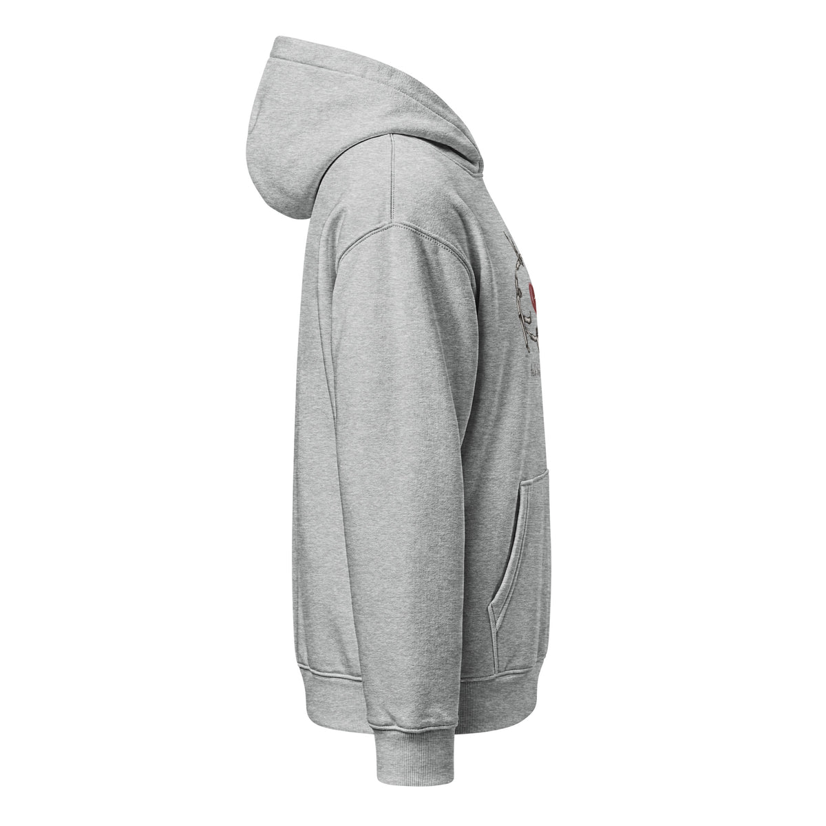 Held by His Love Relaxed Hoodie in Heather Grey, right side view
