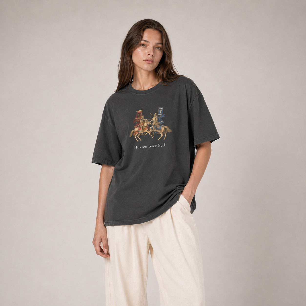 HEAVEN SOCIETY „HEAVEN OVER HELL“ BOXY TEE – BLACK