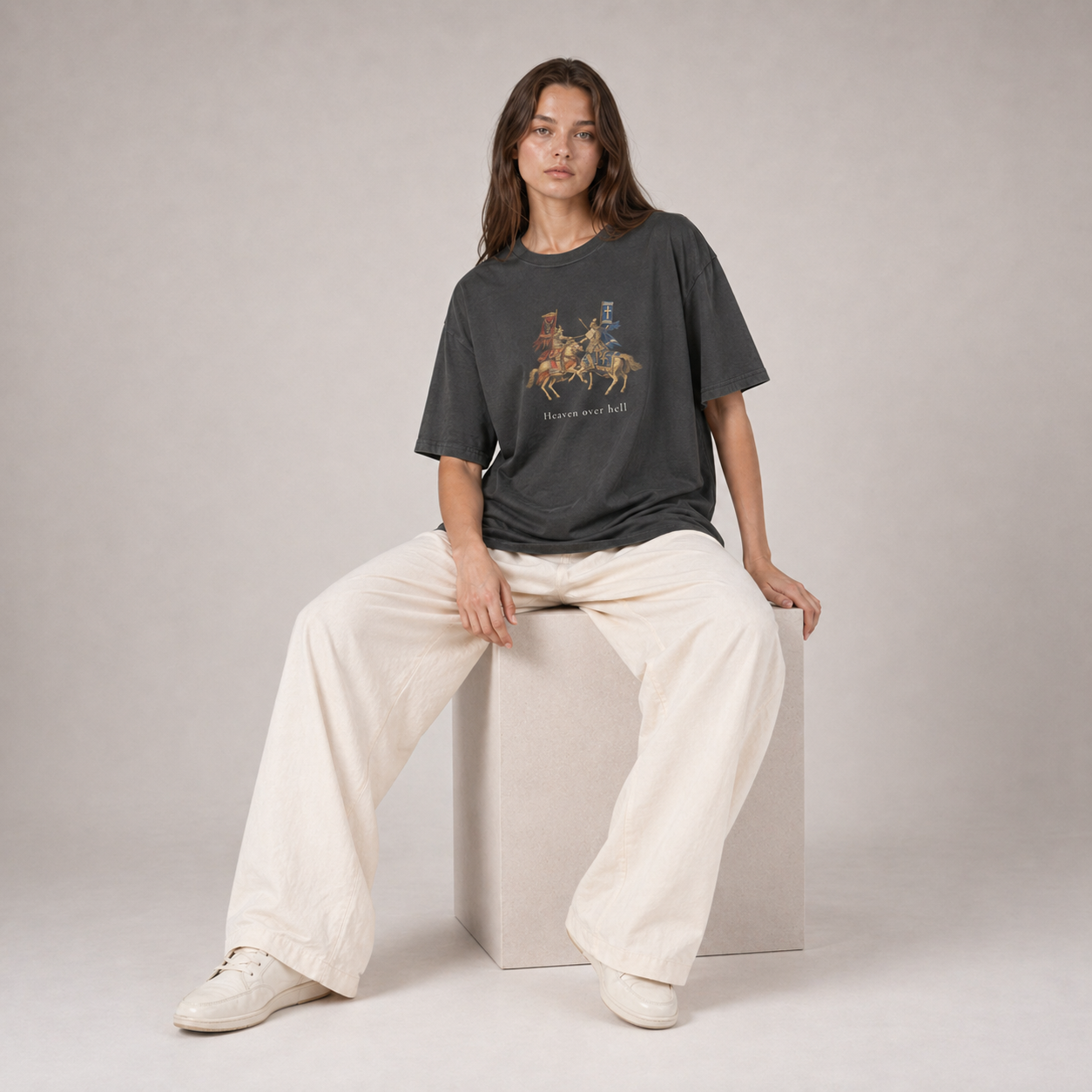 HEAVEN SOCIETY „HEAVEN OVER HELL“ BOXY TEE – BLACK