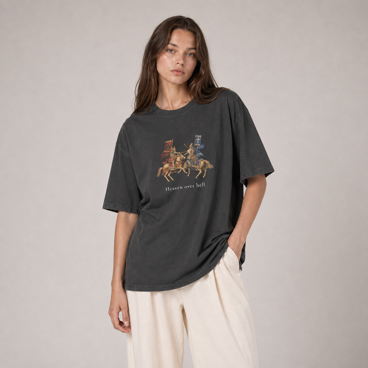 HEAVEN SOCIETY „HEAVEN OVER HELL“ BOXY TEE – BLACK