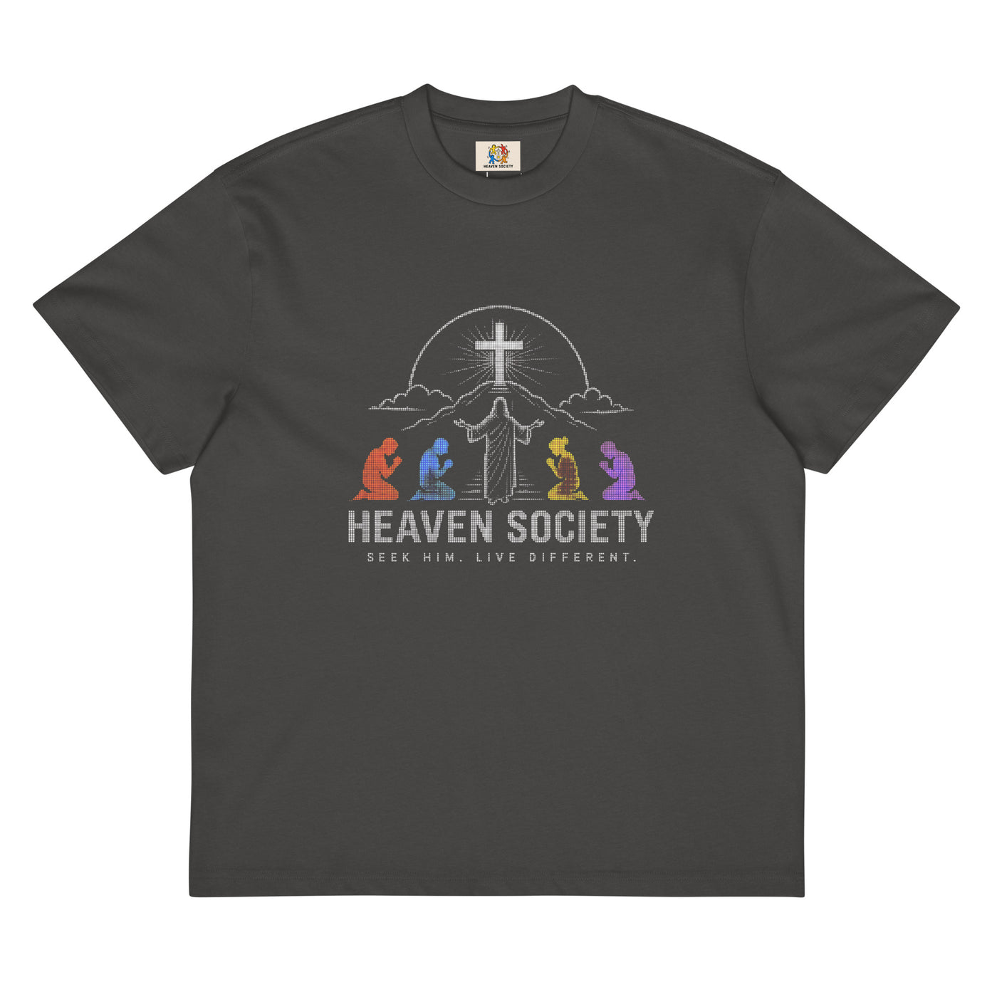 HEAVEN SOCIETY "LIFE DIFFERENT" BOXY TEE - BLACK