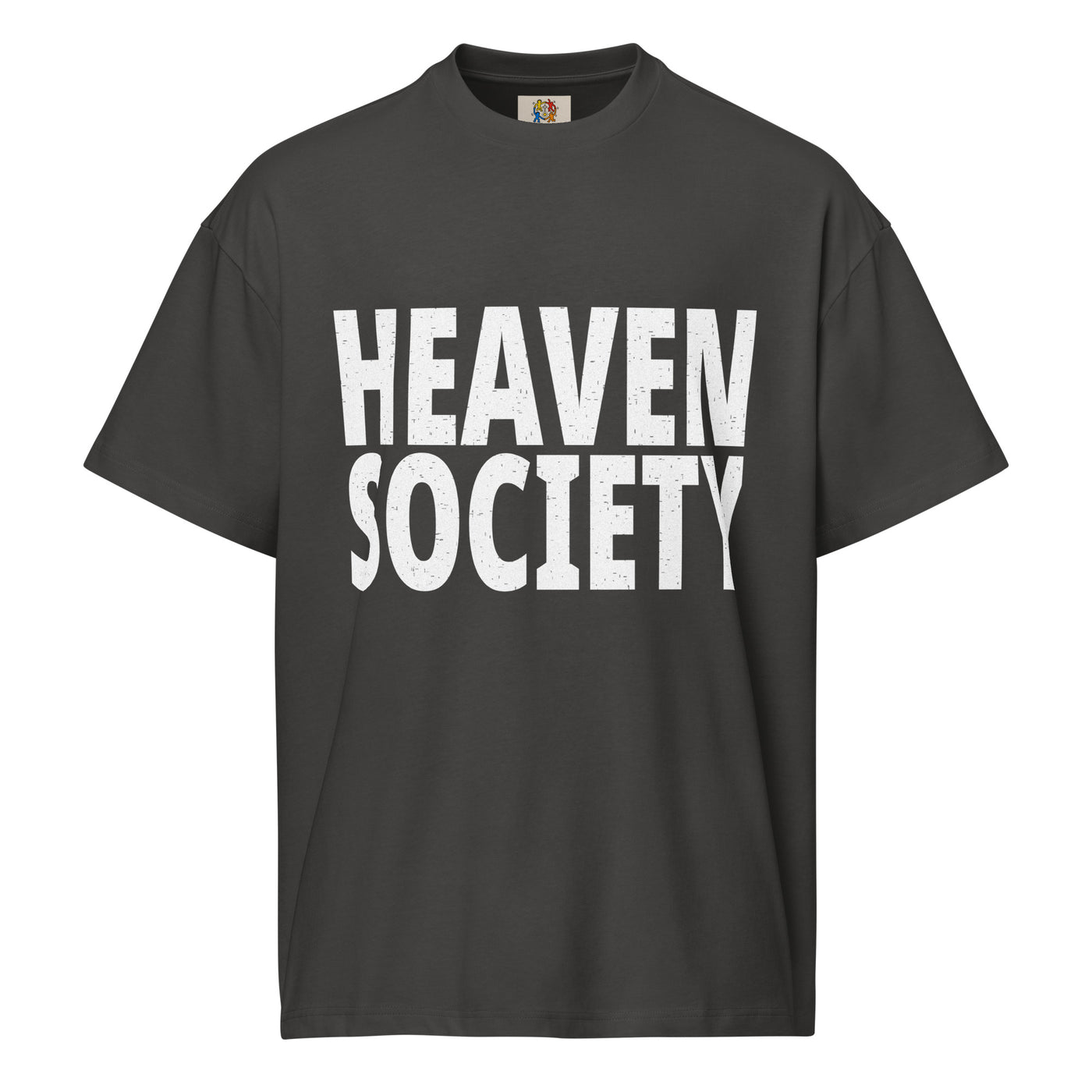 HEAVEN SOCIETY WORDMARK BOXY TEE - BLACK