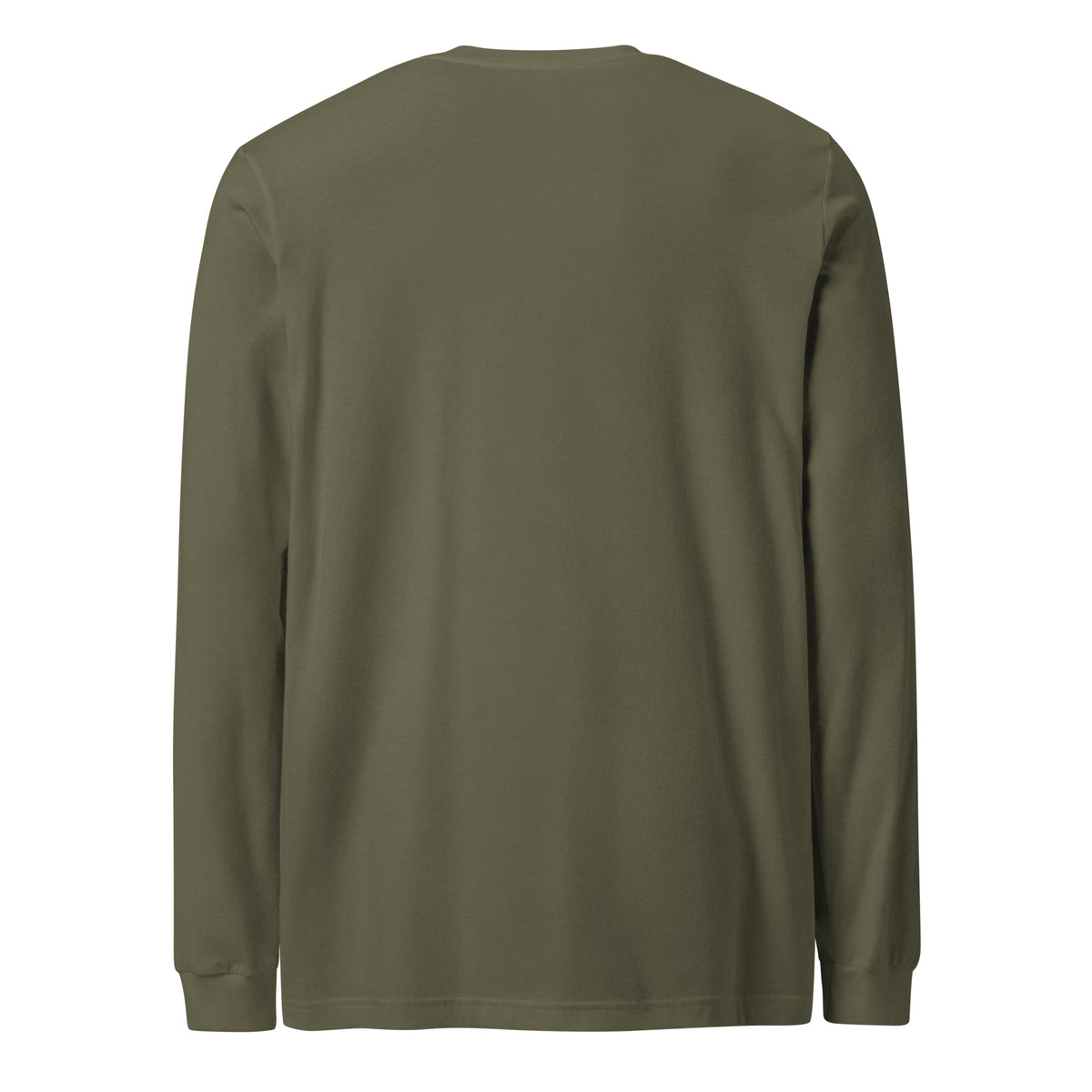 Amen Longsleeve in Military Green – Rückansicht, Produkt-Mockup
