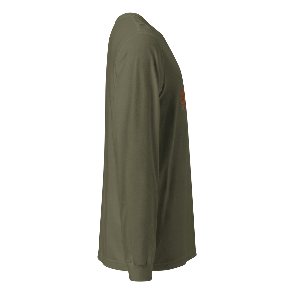 Amen Longsleeve in Military Green – Seitenansicht rechts, Produkt-Mockup