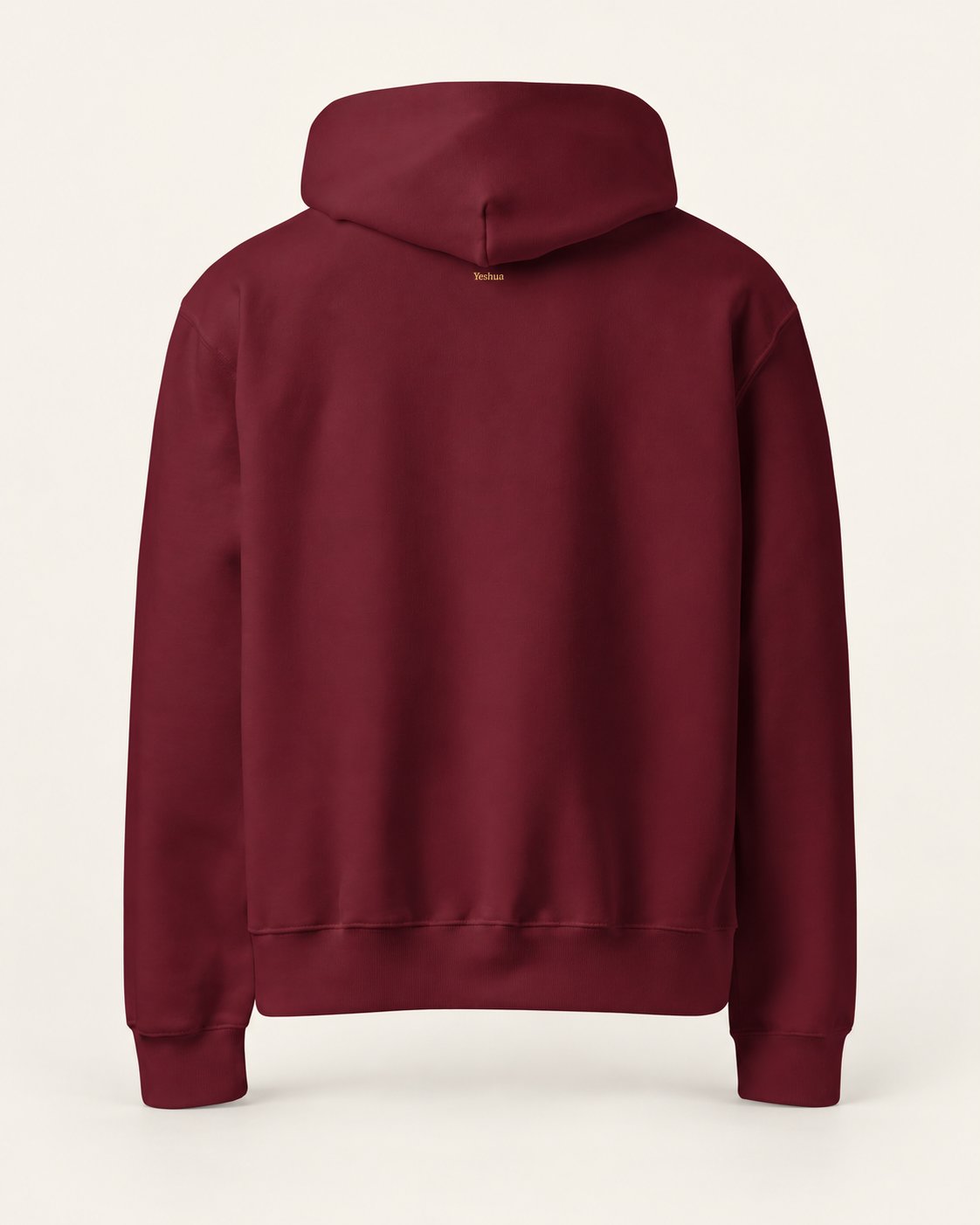 No Luck, All God oversized heavyweight hoodie in maroon – back with small Yeshua lettering