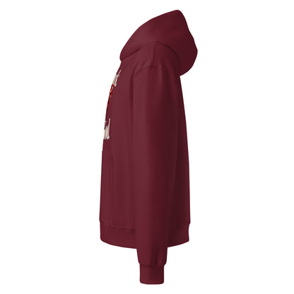 No Luck, All God oversized heavyweight hoodie in maroon – left side