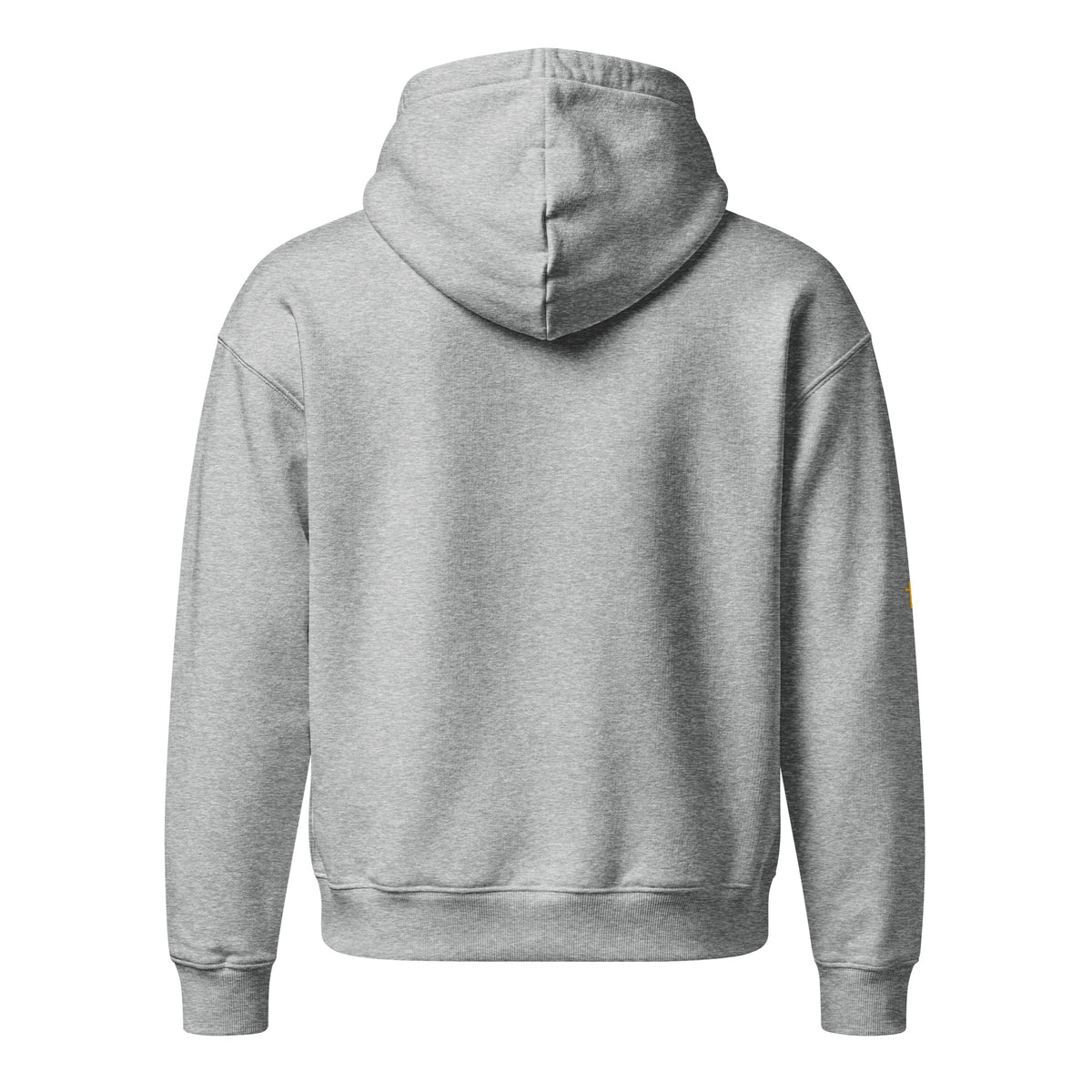 Amen Hoodie in Grau meliert – Rückansicht, Produkt-Mockup