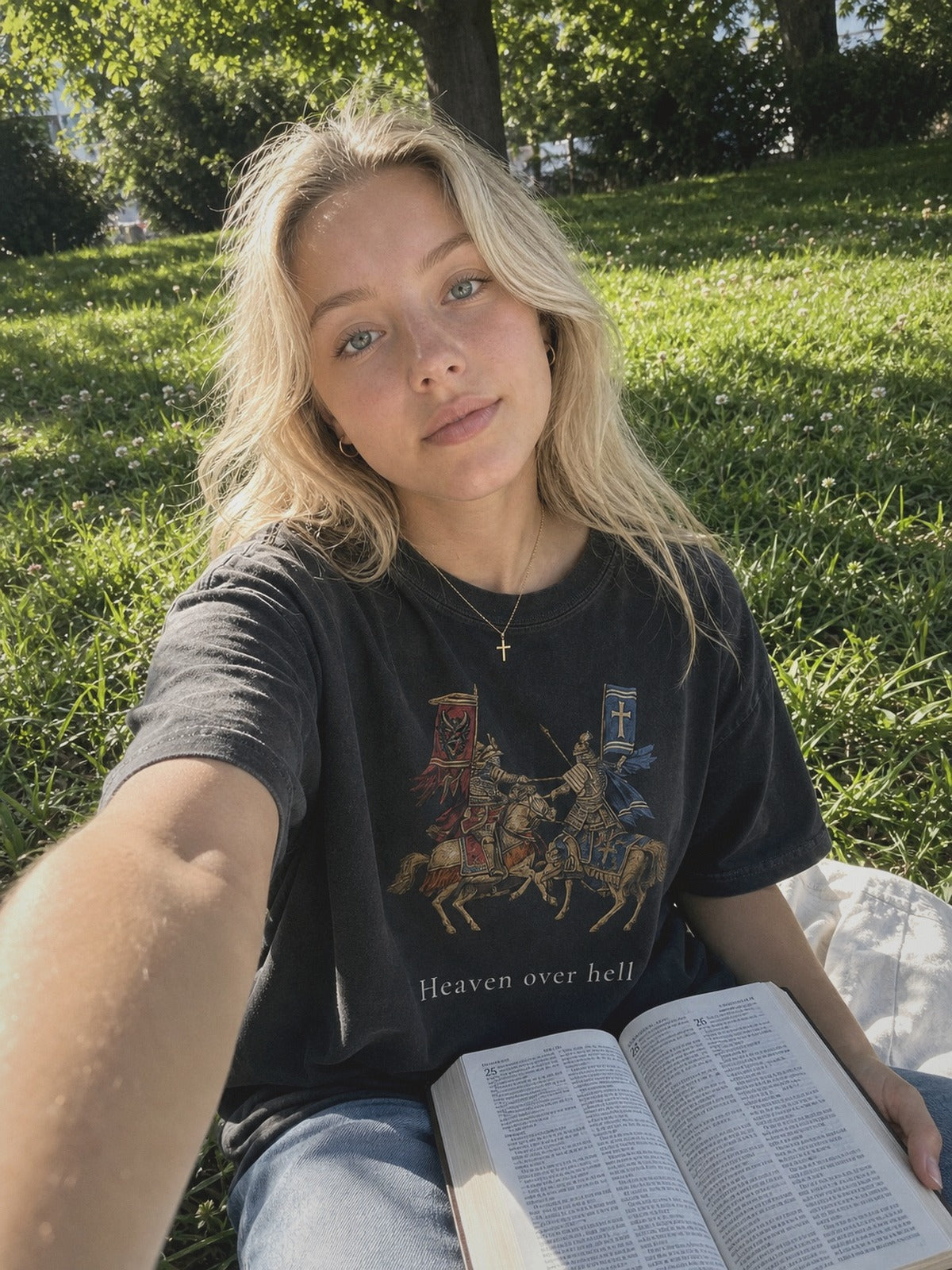 HEAVEN SOCIETY „HEAVEN OVER HELL“ BOXY TEE – BLACK Bild 4