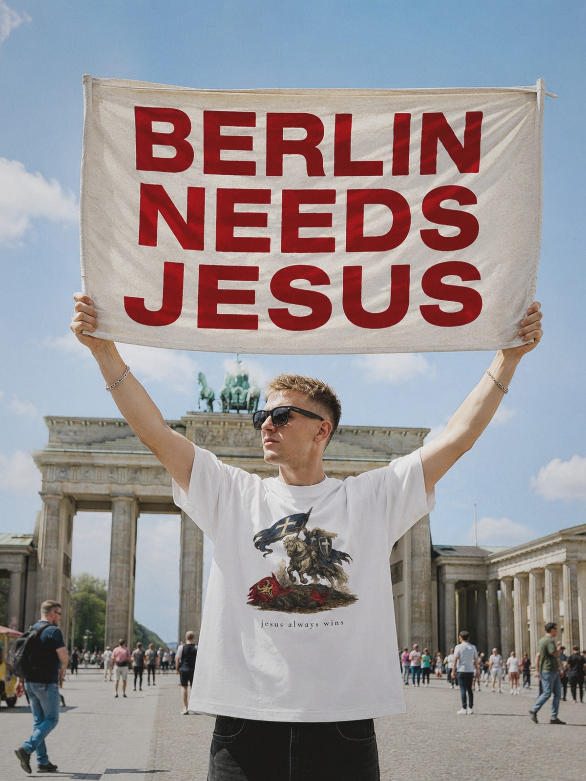 Heaven Society „Jesus Always Wins“ Boxy Tee – White Bild 3
