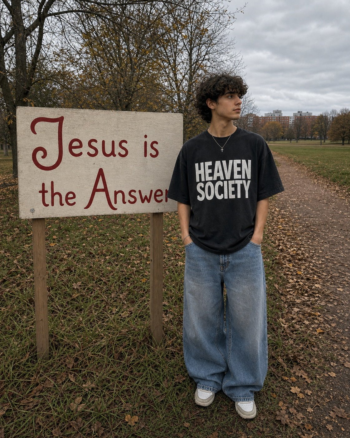 HEAVEN SOCIETY WORDMARK BOXY TEE - BLACK Bild 3